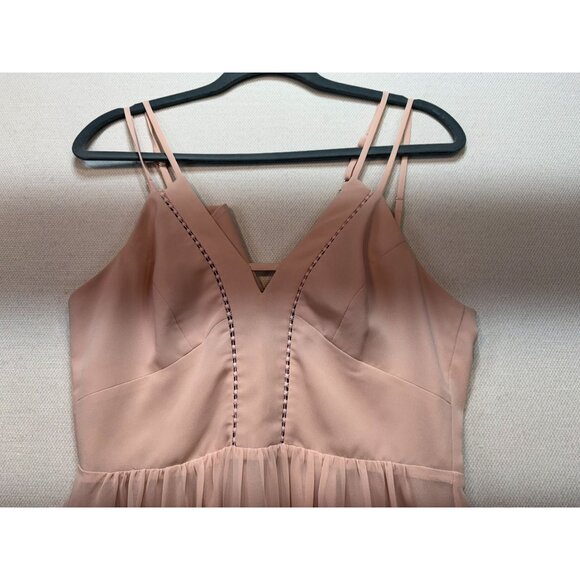 BCBGGeneration Womens Fit & Flare Chiffon Mini Dress Size 10 Pink Strappy Pleat - Picture 5 of 11